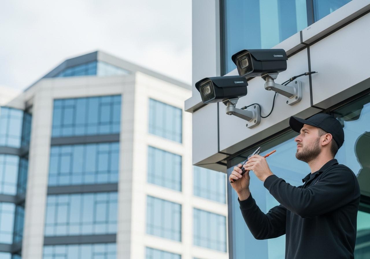 CCTV cameras installed on a commercial building